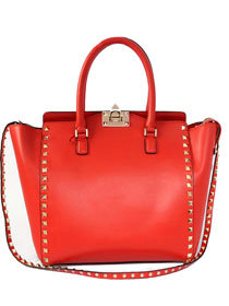 2014 Valentino Garavani rockstud double handle bag 1912 red on sale